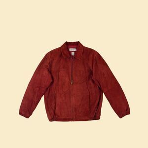 90s/Y2K goat leather jacket, vintage Preston & York womens S burgundy red jacket
